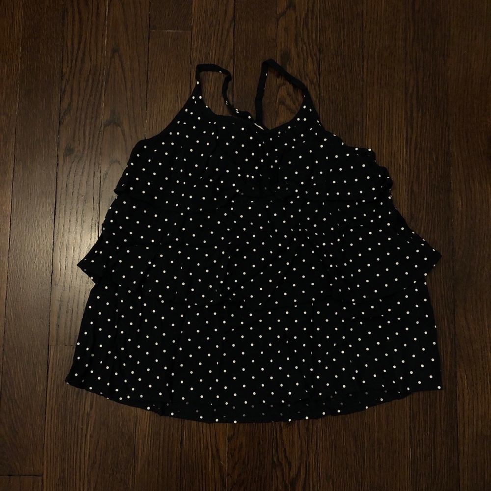 Girls Abercrombie Kids Navy Blue and White Spotted Tank
